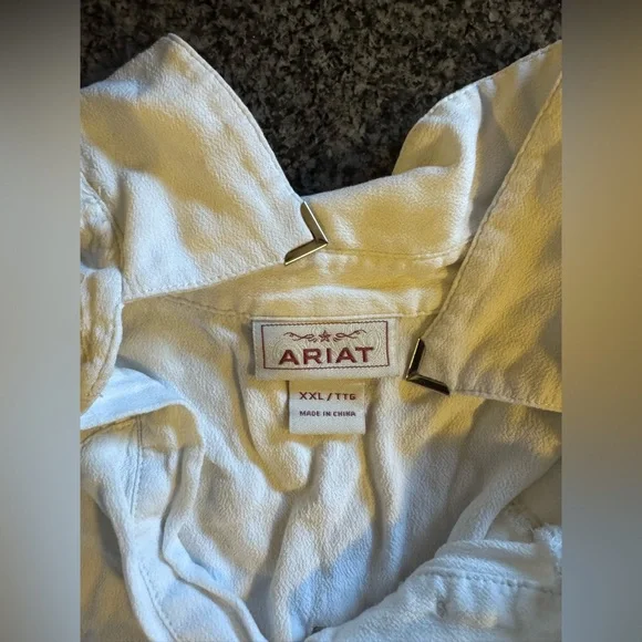 Ariat White Collared Shirt with Studs - Picture 4 of 9